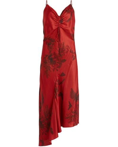 AllSaints Printed Alexia Midi Dress - Red