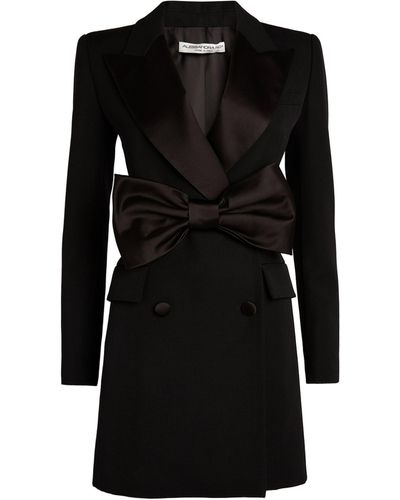 Alessandra Rich Wool Double-breasted Blazer Dress - Black