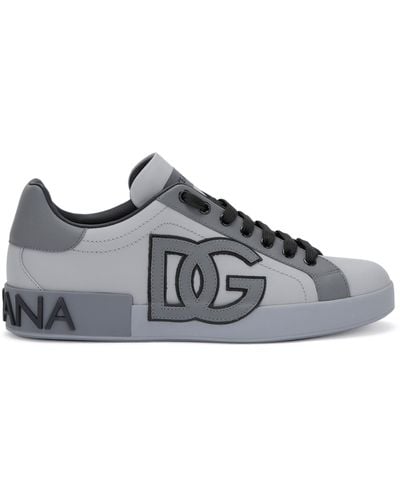 Dolce & Gabbana Leather Portofino Sneakers - Gray