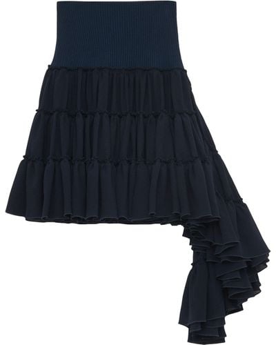 Loewe Silk Ruffled Mini Skirt - Blue
