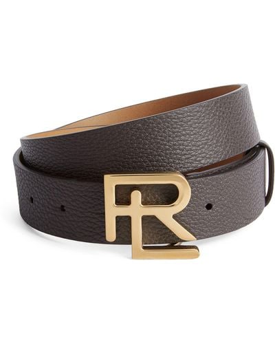 Ralph Lauren Purple Label Pebbled Leather Belt - Black