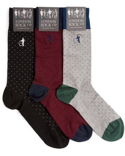 London Sock Company Spot Of Style Socks (pack Of 3) - Multicolor