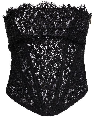 Kiki de Montparnasse Silk-lace Beaded Corset - Black