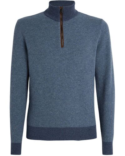 Ralph Lauren Purple Label Cashmere Half-zip Sweater - Blue