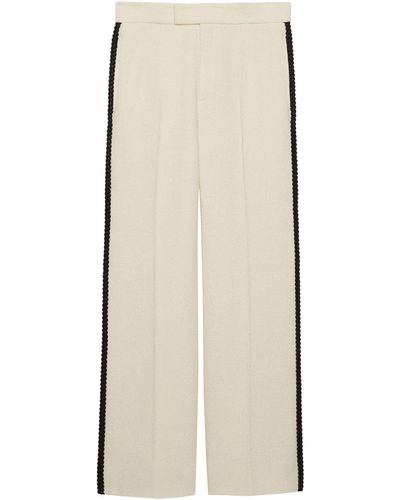Gucci Tweed Wide-leg Trousers - Natural