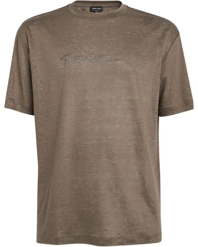 Giorgio Armani Linen T-shirt - Brown