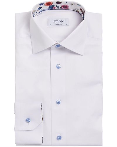 Eton Cotton Floral-collar Shirt - White