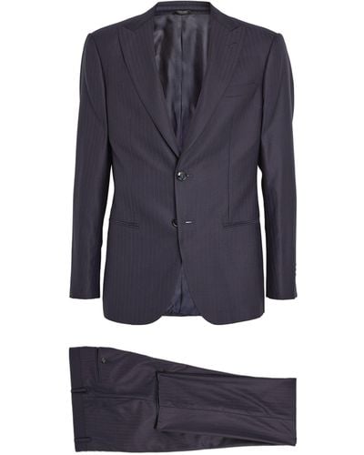 Giorgio Armani Pinstripe Single-breasted Two-piece Suit - Blue