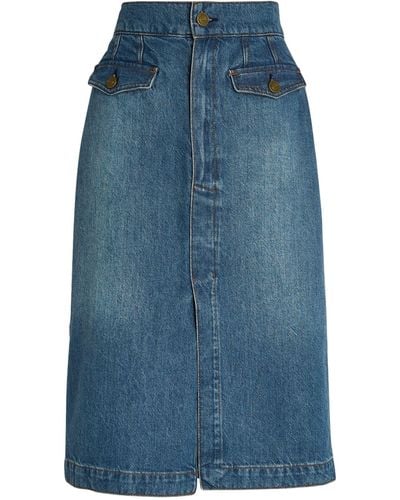FRAME Split-detail Denim Skirt - Blue