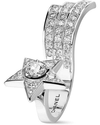 Chanel White Gold And Diamond Comète Ring - Metallic