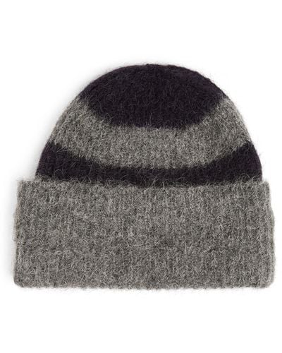 Norse Projects Alpaca-blend Striped Beanie - Grey
