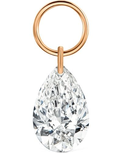 Maria Tash Rose Gold And Diamond Pear Floating Charm (6mm) - White