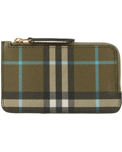Burberry Check Card Holder - Green