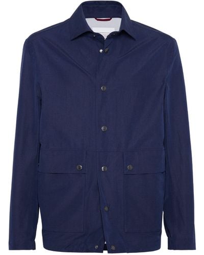 Brunello Cucinelli Linen-silk Panama Overshirt - Blue