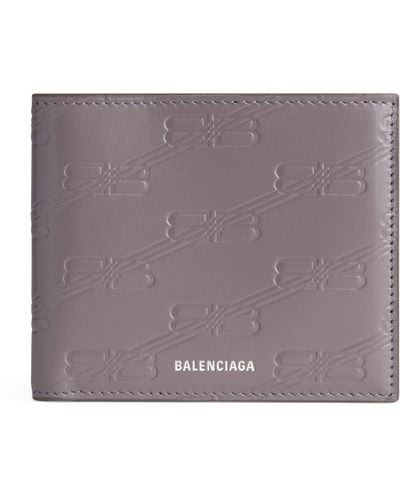 Balenciaga Leather Debossed Bb Logo Wallet - Purple