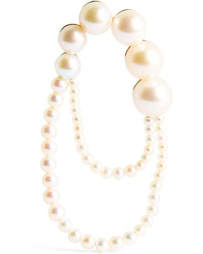 Sophie Bille Brahe Yellow Gold And Freshwater Pearl Embrassée De Perle Single Right Earring - White