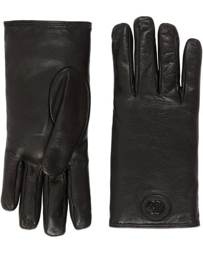 Gucci Leather Double G Gloves - Black