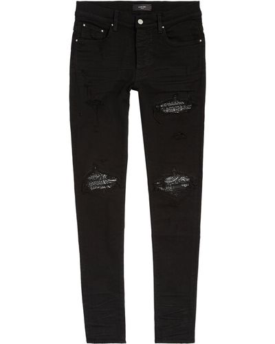 Amiri Distressed Bandana-detail Skinny Jeans - Black