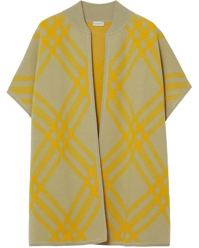 Burberry Wool-blend Check Cape - Yellow