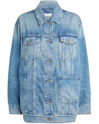 Ganni Denim Oversized Jacket - Blue