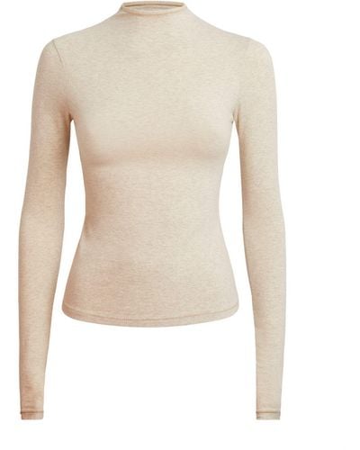 Skims Cotton High-neck T-shirt - Natural