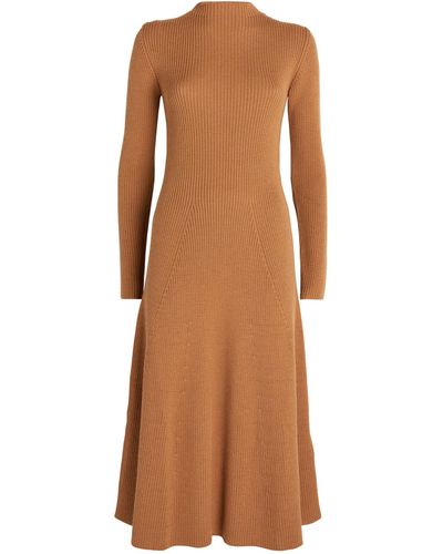 Moncler Wool-blend Midi Dress - Brown