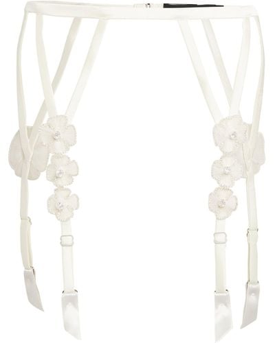 Kiki de Montparnasse Silk Floral Chouchou Suspender Belt - White