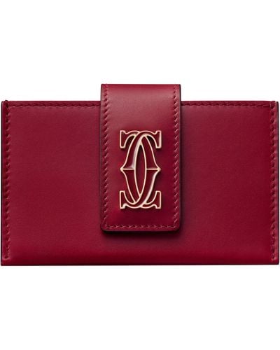 Cartier Leather C De Folded Card Holder - Red