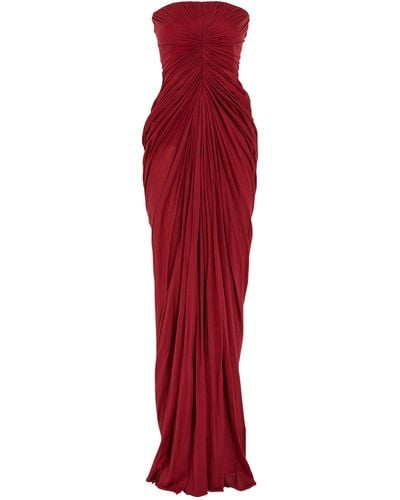 Rick Owens Cotton Draped Radiance Bustier Gown - Red