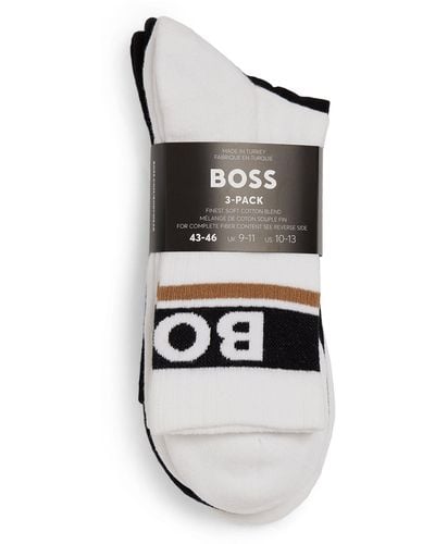 BOSS Cotton-blend Logo Socks (pack Of 3) - White