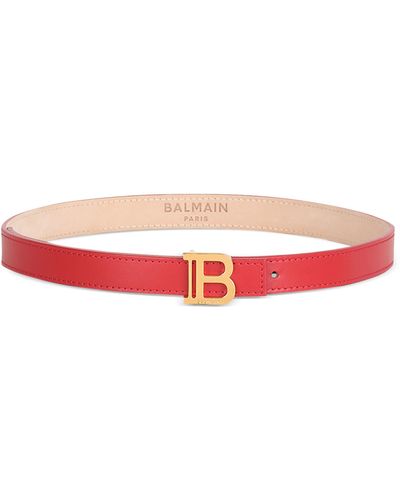 Balmain Leather Logo-buckle Belt - Red
