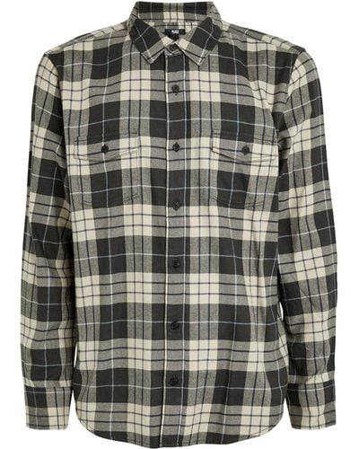 PAIGE Flannel Everett Plaid Shirt - Gray