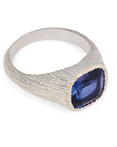 Bleue Burnham Sterling Silver And Sapphire Nature's Smile Signet Ring - Blue
