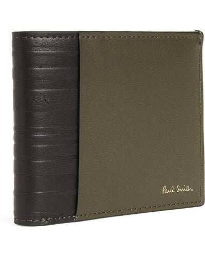 Paul Smith Leather Stripe-embossed Bifold Wallet - Green