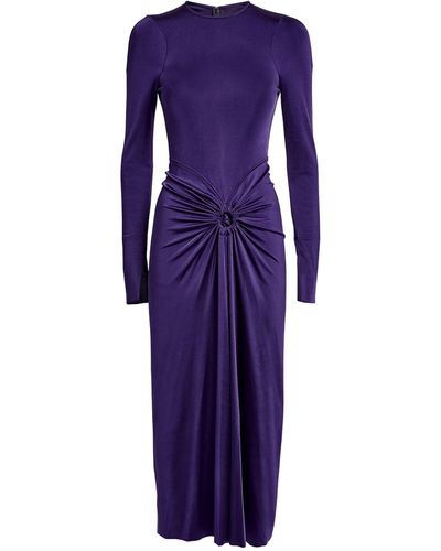 Victoria Beckham Gathered Long-sleeve Midi Dress - Purple