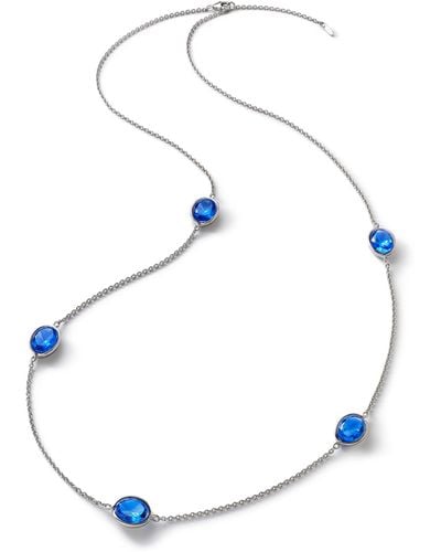 Baccarat Sterling Silver And Crystal Croisé Long Necklace - Blue