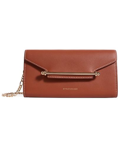 Strathberry Leather Multrees Chain Wallet - Brown