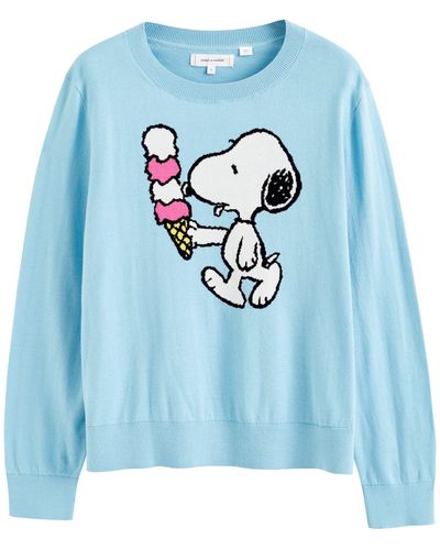 Chinti & Parker Cotton Snoopy Ice Cream Jumper - Blue