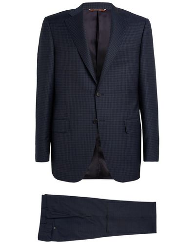 Canali Wool Micro-check Single-breasted Suit - Blue