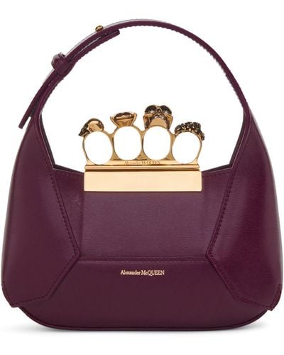 Alexander McQueen Mini Jewelled Hobo Top-handle Bag - Purple