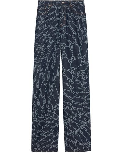Gucci Wavy Gg Jeans - Blue