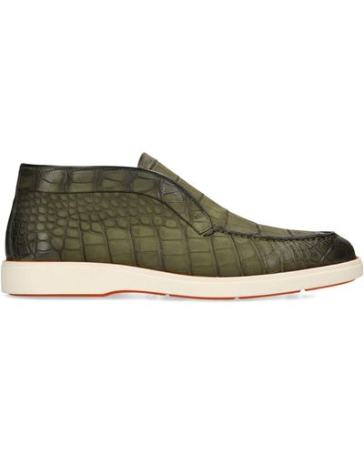 Santoni Crocodile Detroit High-top Loafers - Green