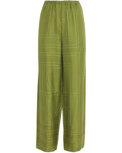 Totême Silk Monogram Trousers - Green