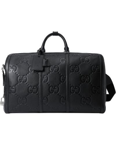 Gucci Large Leather Jumbo Gg Duffle Bag - Black