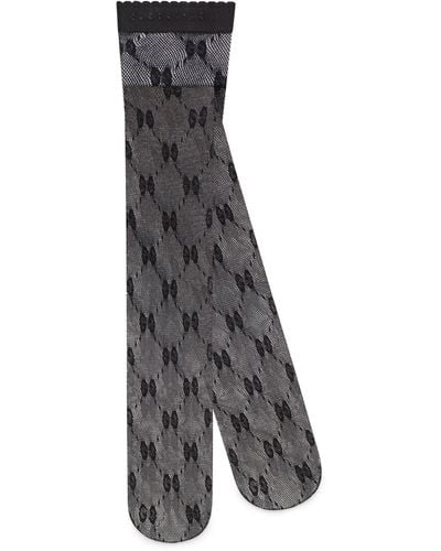 Gucci Gg Metallic Knit Tights - Grey