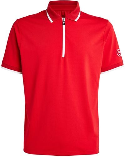 Bogner Contrast Zip-up Polo Shirt - Red