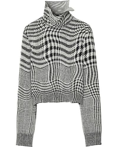 Burberry Wool-blend Warped Houndstooth Sweater - Gray