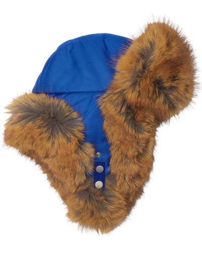 Burberry Faux-fur-trimmed Trapper Hat - Blue