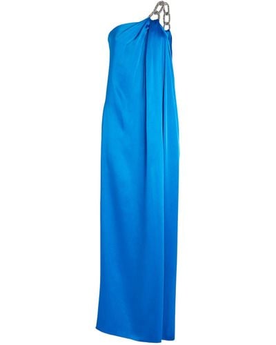 Stella McCartney Exclusive Satin Embellished Falabella Gown - Blue