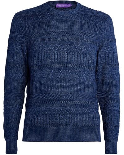 Ralph Lauren Purple Label Silk-cotton Arran Sweater - Blue